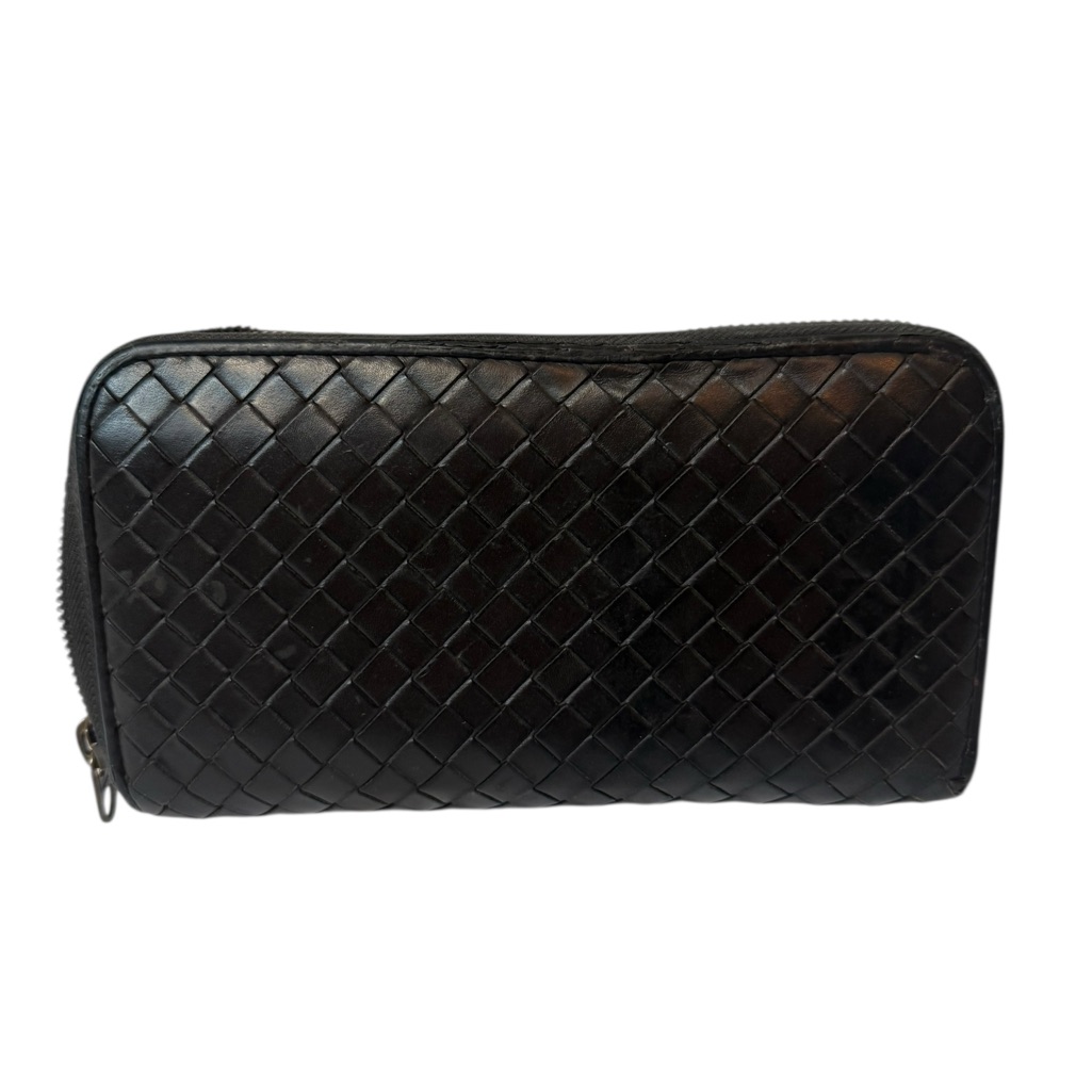 Bottega Veneta Black Woven Leather Wallet